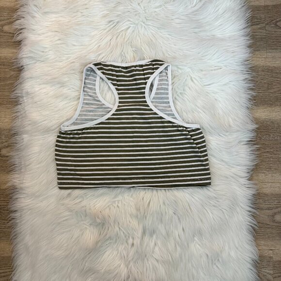 Missguided Green & White Striped Racerback Crop Top *Excellent Condition* - Picture 2 of 3
